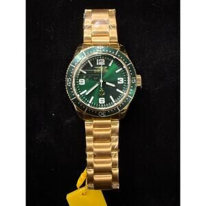 Invicta Pro Diver Watch Men 38mm Gold Green Bezel Dial Anchor Stainless Steel